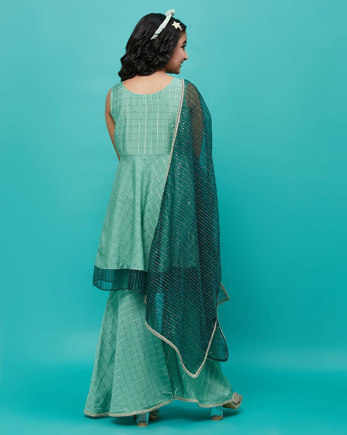 Designer Collection Kurta With Sharara Bottom - 3 Pc Set