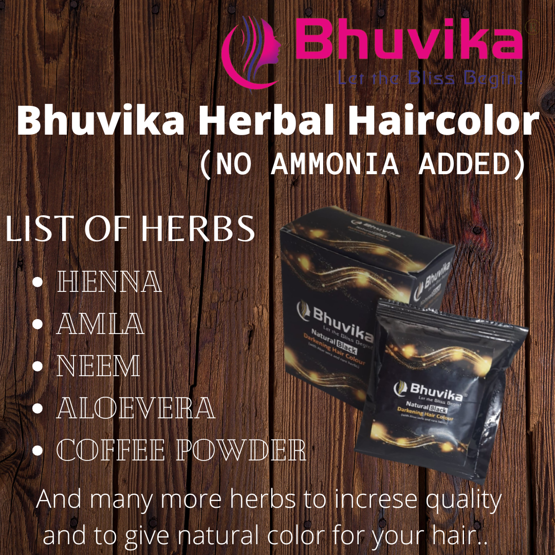 Bhuvika Natural Black Hair Dye Powder 15gm -Pack of 4
