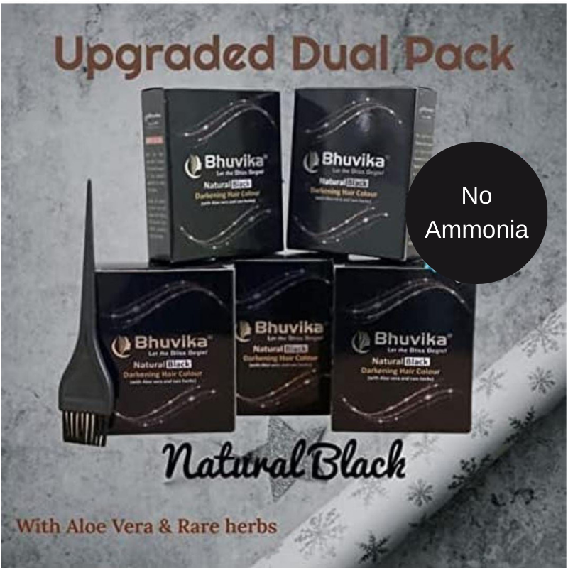 Bhuvika Natural Black Hair Dye Powder 15gm -Pack of 4