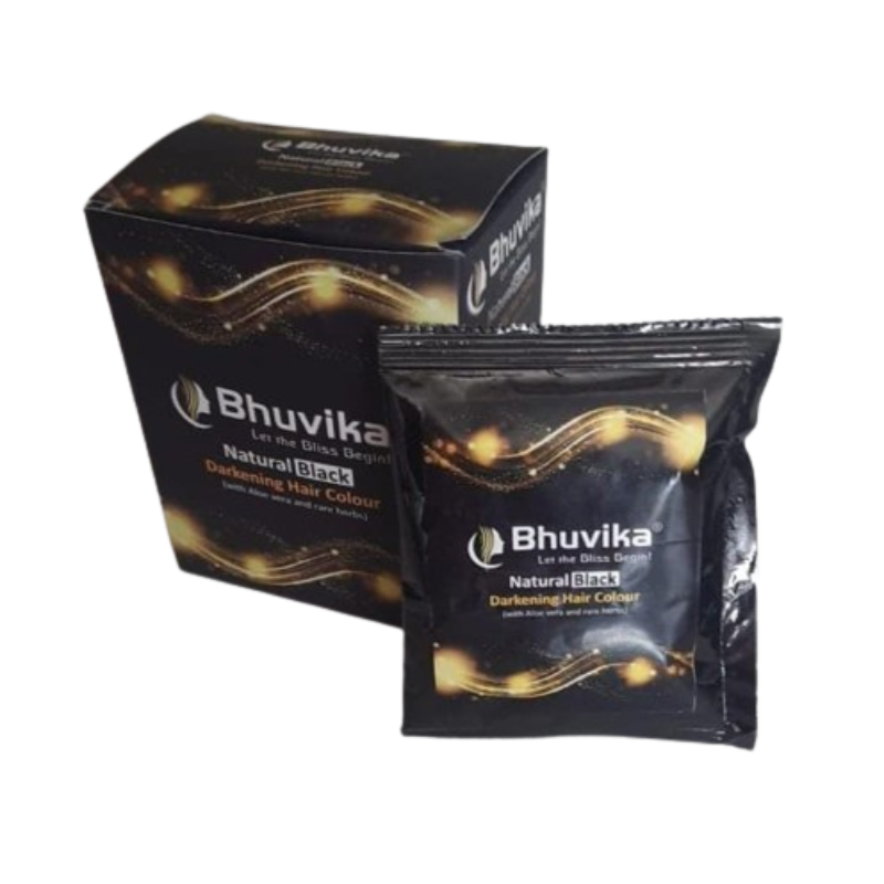Bhuvika Natural Black Hair Dye Powder 15gm -Pack of 4