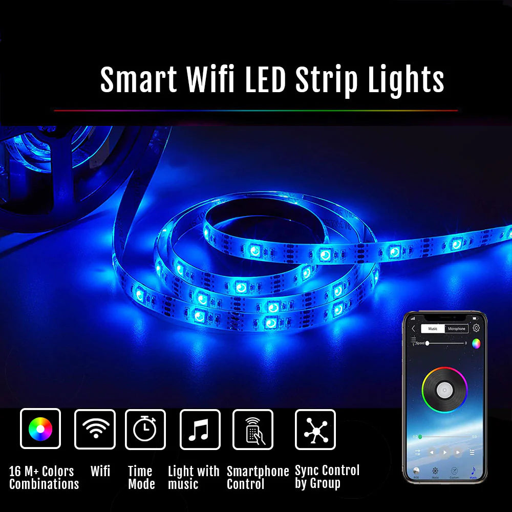 Smart Wifi LED Strip Lights - 10 mtr