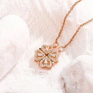 2 in 1 Four Leaf Clover Heart Necklace - Superb Valentine Gift