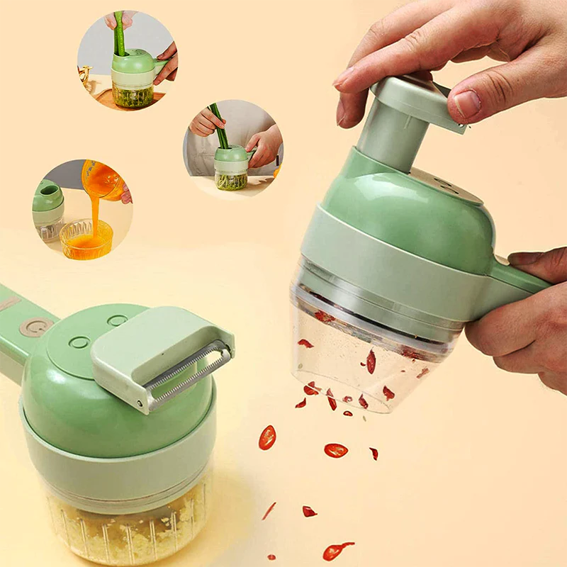 4 In 1 Multifunctional Electric Vegetable Chopper/Slicer Set