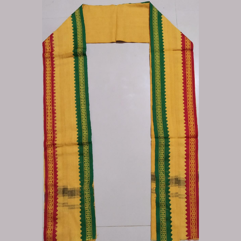 Ganga Jamuna Border Gamchas / Angavastram - 2Pcs Set (Yellow & Khaki)
