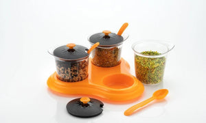 609 Multipurpose Dining Set Jar and tray holder, Chutneys/Pickles/Spices Jar - 3pc