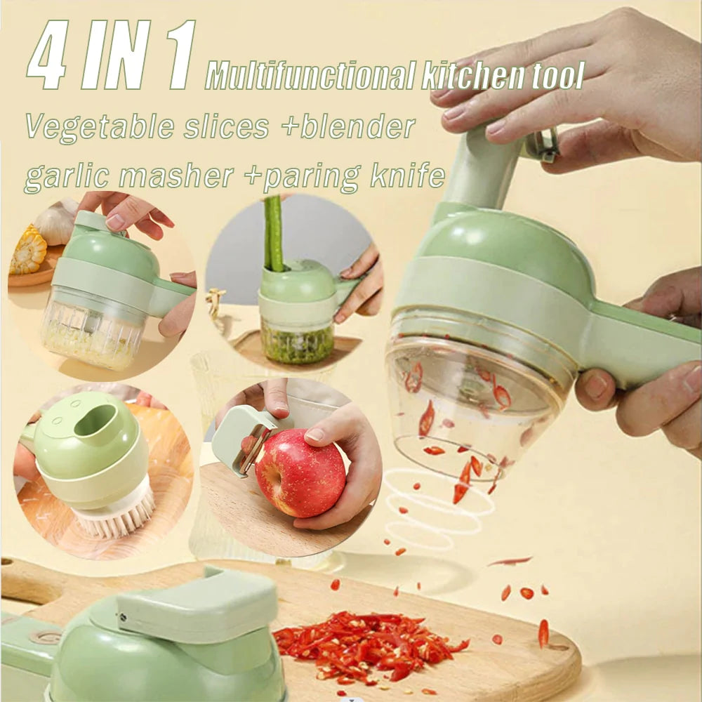4 In 1 Multifunctional Electric Vegetable Chopper/Slicer Set