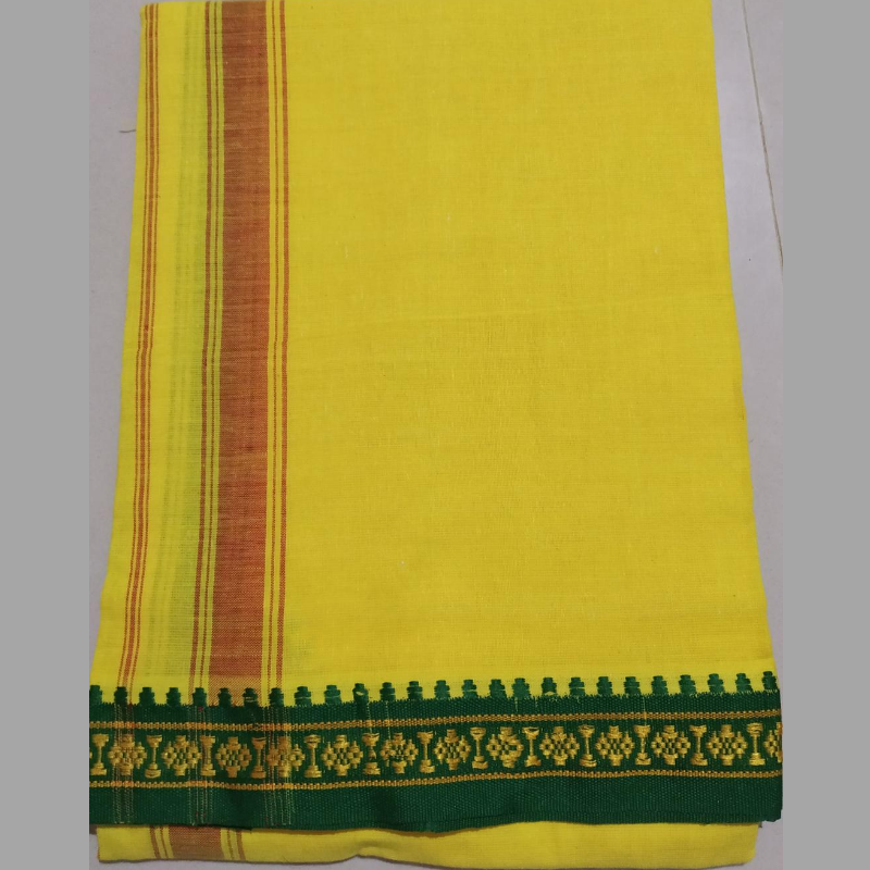 Fancy Border Colored Dhoti - 2 Pcs Set (Yellow & Orange)