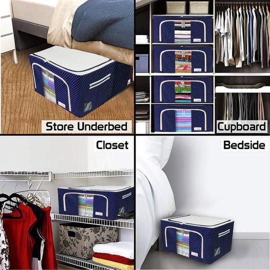 Fabric Storage Boxes™ - For Clothes, Sarees, Bed Sheets, Blanket 66 Litre (Buy 2 Get 1 Free)