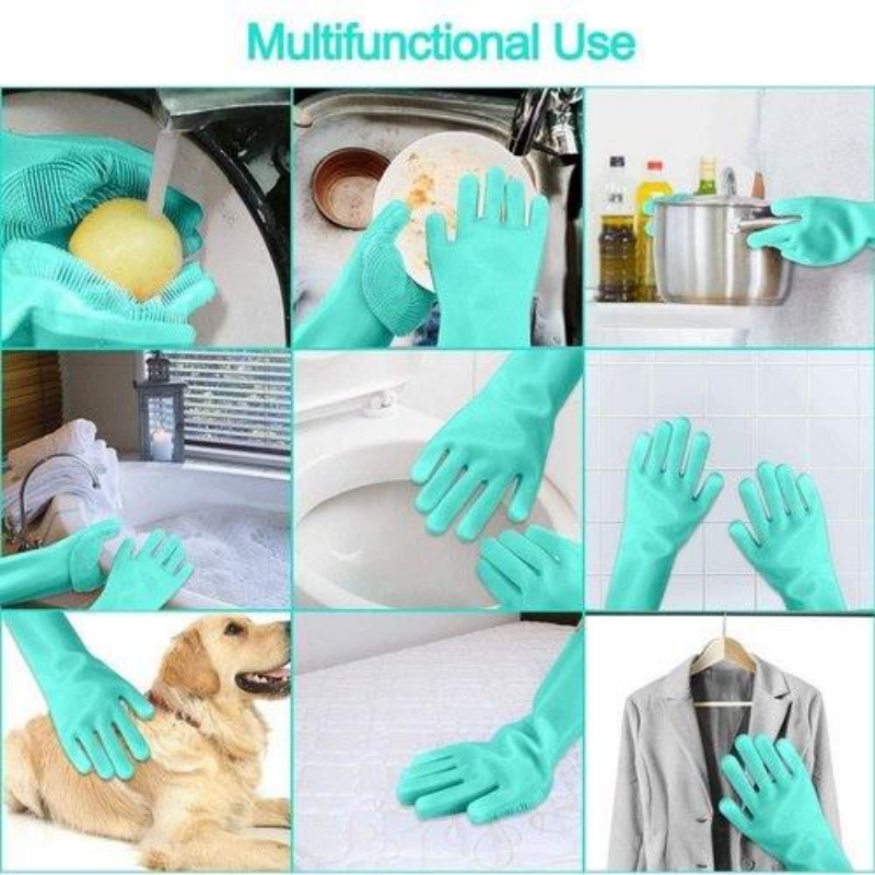 Reusable Silicone Cleaning Gloves (Multicolor)