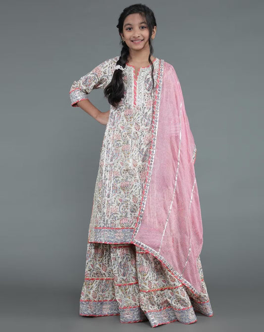 Floral Print Sharara - 3 Pcs Set