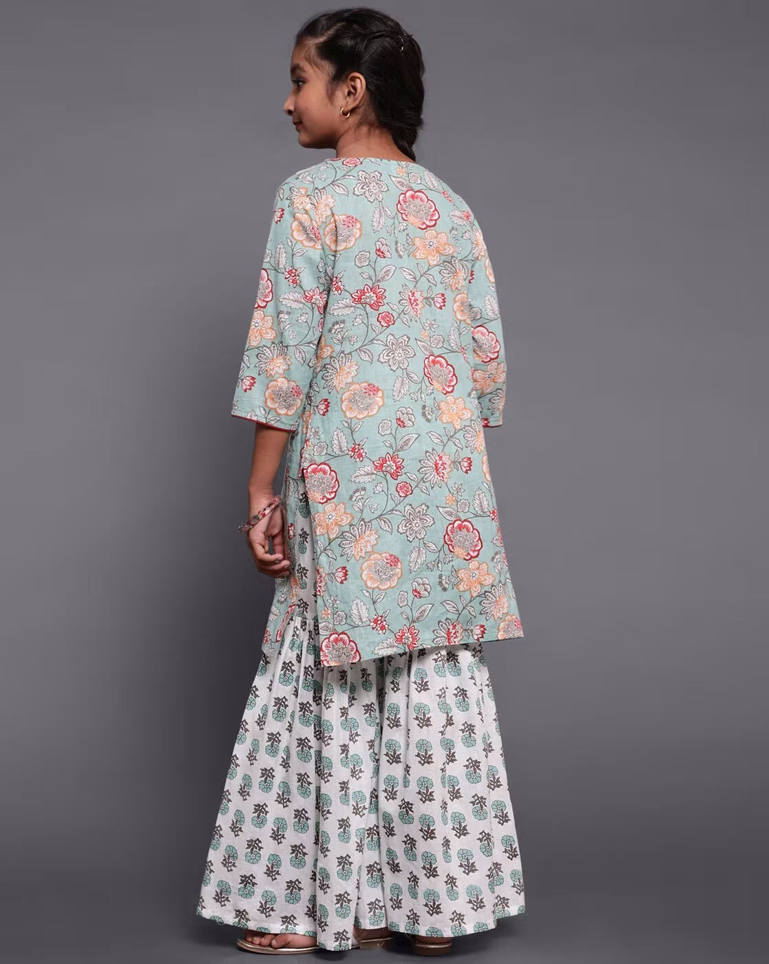 Floral Kurti with Kali Pallazo - 2 Pc Set