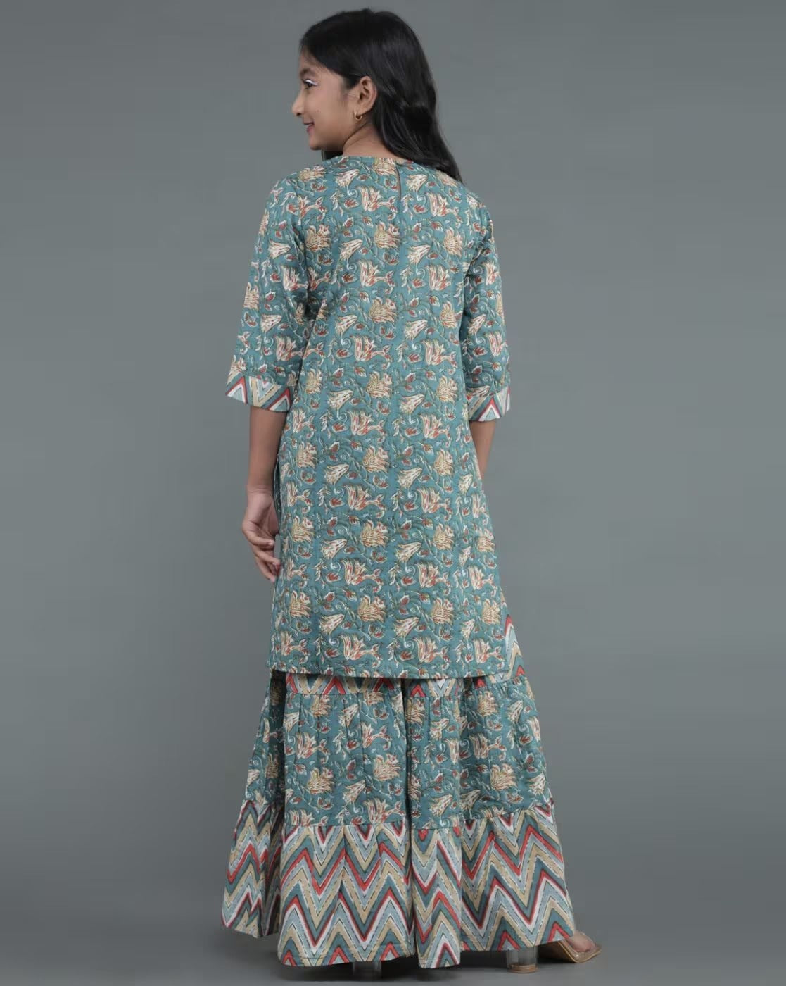 Floral Kurta & Sharara Bottom - 2 Pc Set