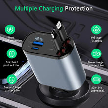 Load image into Gallery viewer, 4 in 1 Retractable cables 2 Type C and iOS Fast Charging Car Phone Charger™
