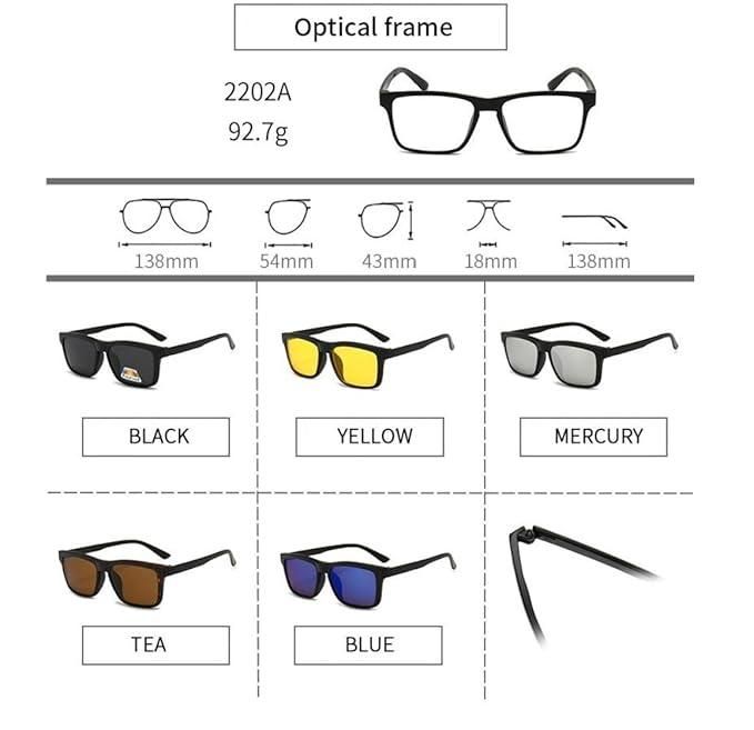 6 in 1 Clip on Magnetic Stylish Sunglasses