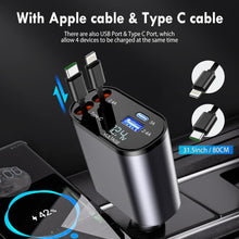 Load image into Gallery viewer, 4 in 1 Retractable cables 2 Type C and iOS Fast Charging Car Phone Charger™
