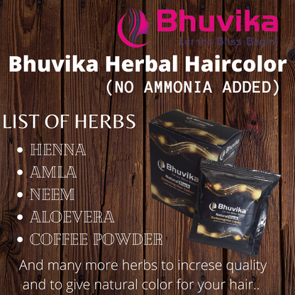 Bhuvika Natural Black Hair Dye Powder 15gm -Pack of 4