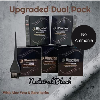 Bhuvika Natural Black Hair Dye Powder 15gm -Pack of 4