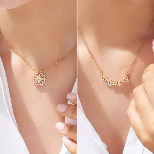 2 in 1 Four Leaf Clover Heart Necklace - Superb Valentine Gift💞