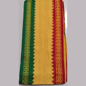 Ganga Jamuna Border Gamchas / Angavastram - 2Pcs Set (Yellow & Khaki)