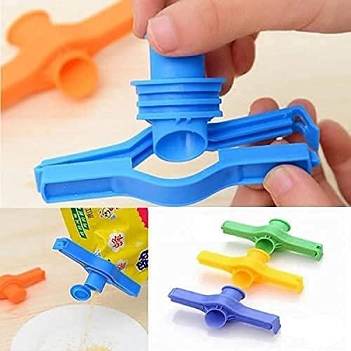 Kitchen Food Clip Storage Seal and Pour Spill Proof Clips with Caps (Pack of 4)