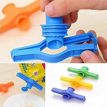 Kitchen Food Clip Storage Seal and Pour Spill Proof Clips with Caps (Pack of 4)