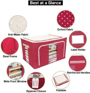 Fabric Storage Boxes™ - For Clothes, Sarees, Bed Sheets, Blanket 66 Litre (Buy 2 Get 1 Free)
