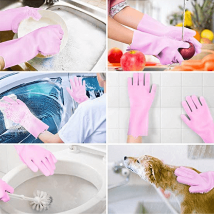 Reusable Silicone Cleaning Gloves (Multicolor)