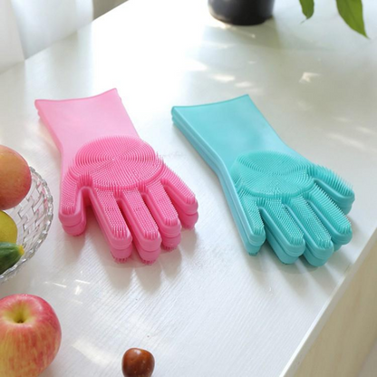 Reusable Silicone Cleaning Gloves (Multicolor)