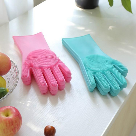 Reusable Silicone Cleaning Gloves (Multicolor)