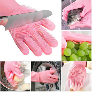 Reusable Silicone Cleaning Gloves (Multicolor)